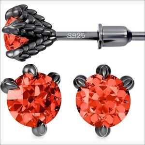 Sterling Silver Dragon Claw Stud Earrings with Cubic Zirconia